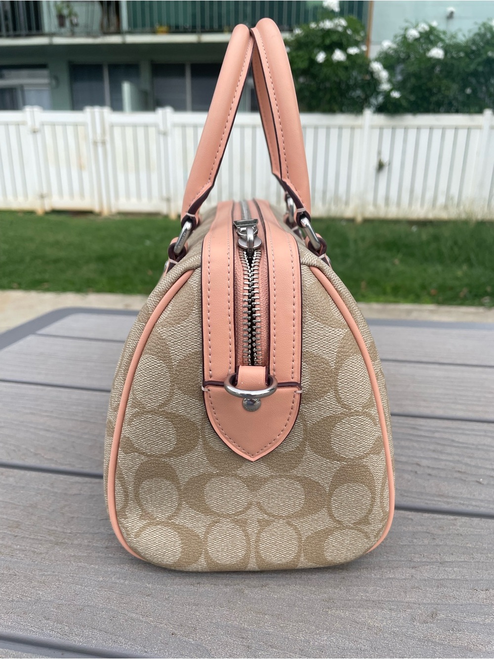 Coach Medium Peach and Beige Signature Rowen - Picture 3 of 11